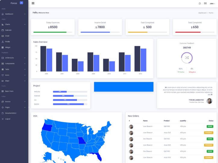 Blue Admin Dashboard