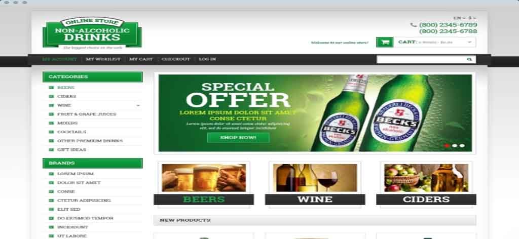 beverage and drink sell responsive theme