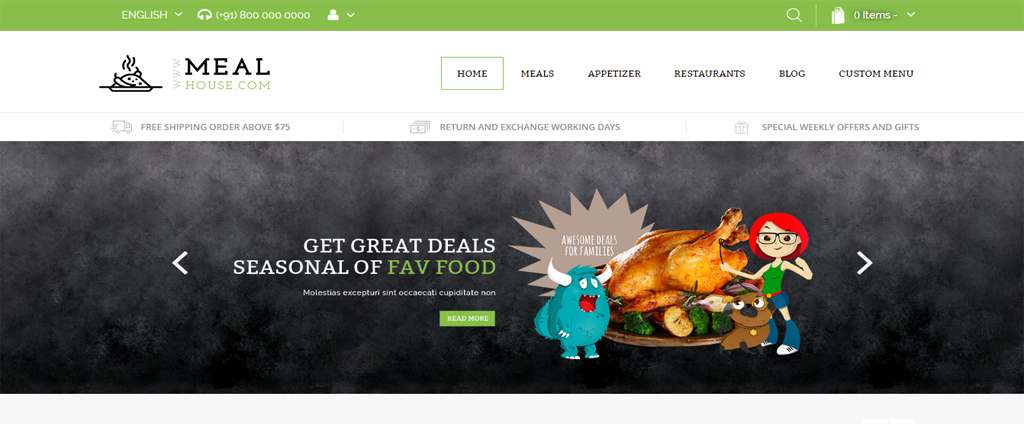 Meal theme magento