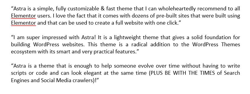 Astra theme comments