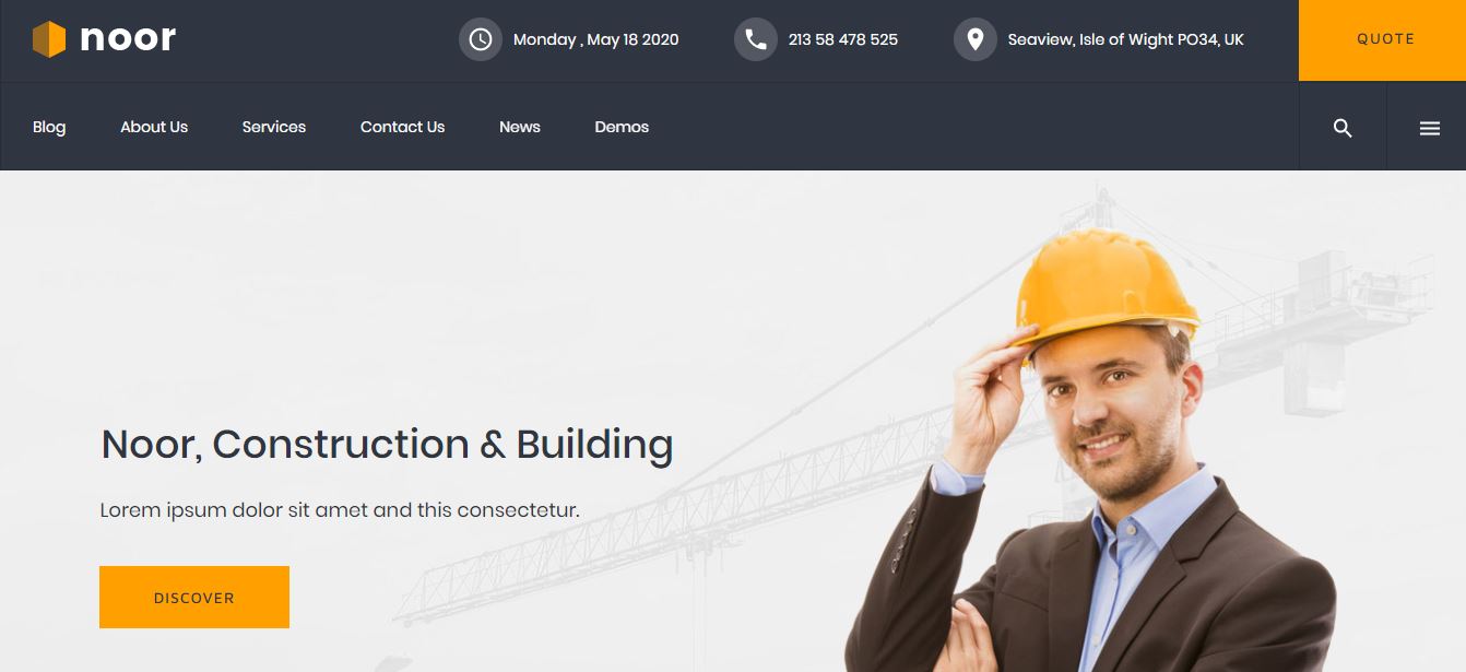 Construction Noor theme demos