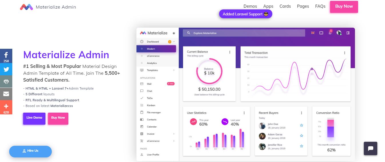 MATERIAL ADMIN TEMPLATE