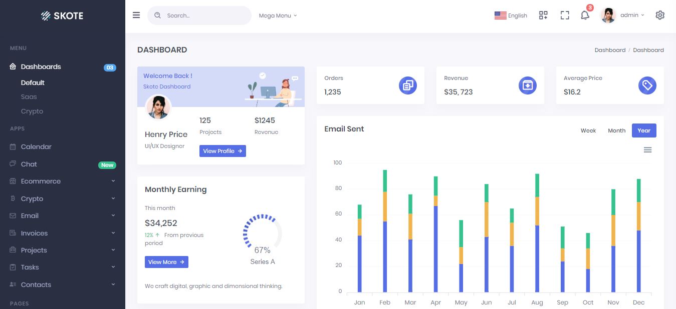 Skote - ASP.NET MVC5 Admin & Dashboard