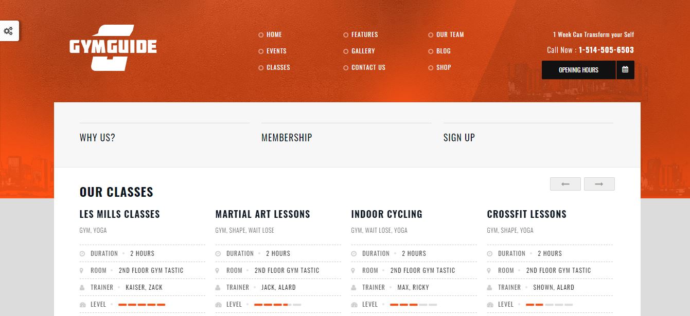 Gym Guide wordpress theme