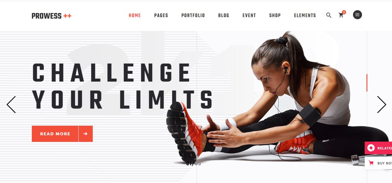 Prowess, a fitness and gym WordPress theme