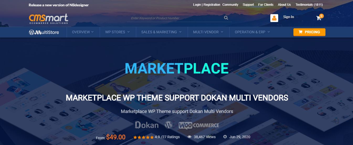 Marketplace WP Theme support Dokan Multi Vendors