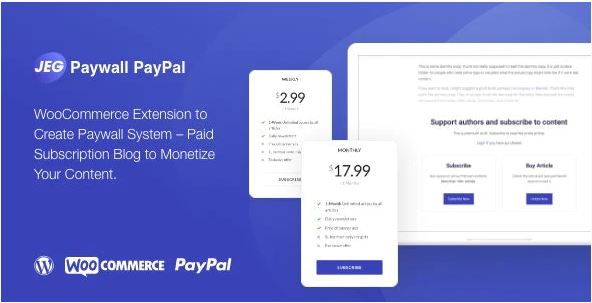 Jeg Paywall & Content Subscriptions System with Paypal for WooCommerce